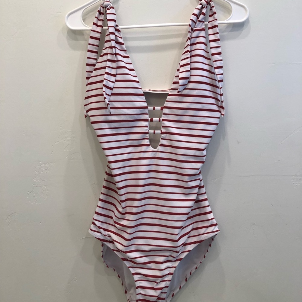 striped one piece swimsuit